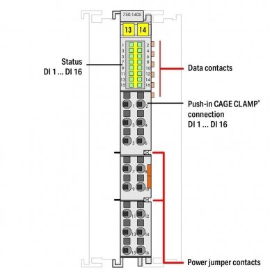 750-1405 WAGO 16-channel digital input; 24 VDC; 3 ms, 16DI modulis 2