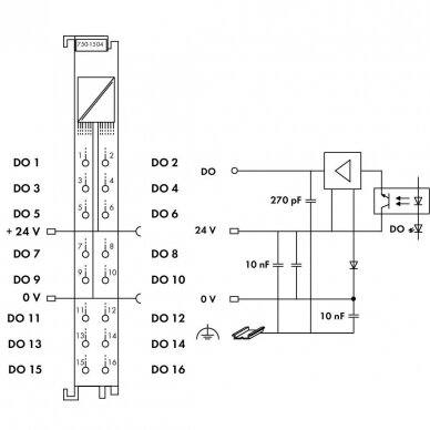 750-1504 WAGO 16-channel digital output; 24 VDC; 0.5 A, 16DO modulis 3