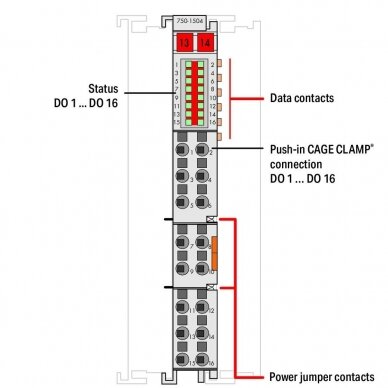 750-1504 WAGO 16-channel digital output; 24 VDC; 0.5 A, 16DO modulis 2