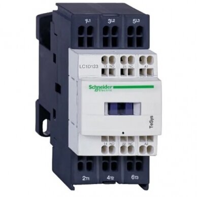 Kontaktorius 11kW LC1D253BD TeSys Deca, 3P(3NO), AC-3/AC-3e, <=440V, 25A, 24V DC ritė, spyruokliniai kontaktai