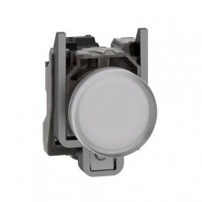 Pilot light, Harmony XB4,metal, white, 22mm, universal LED, plain lens, 230...240V AC